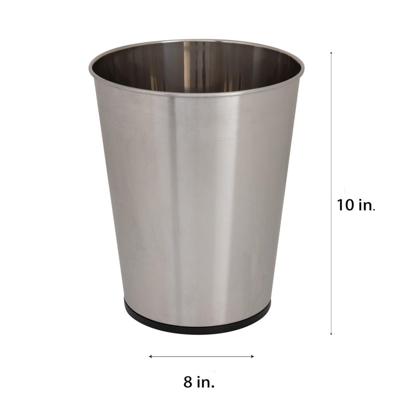 Bath Bliss 5 Liter Small Wastebasket | Round Open Top | Trash Can | Bathroom | Bedroom | Kitchen | Office | Dorm | Disposal Waste Bin | Garbage | Stainless Steel - Image 3